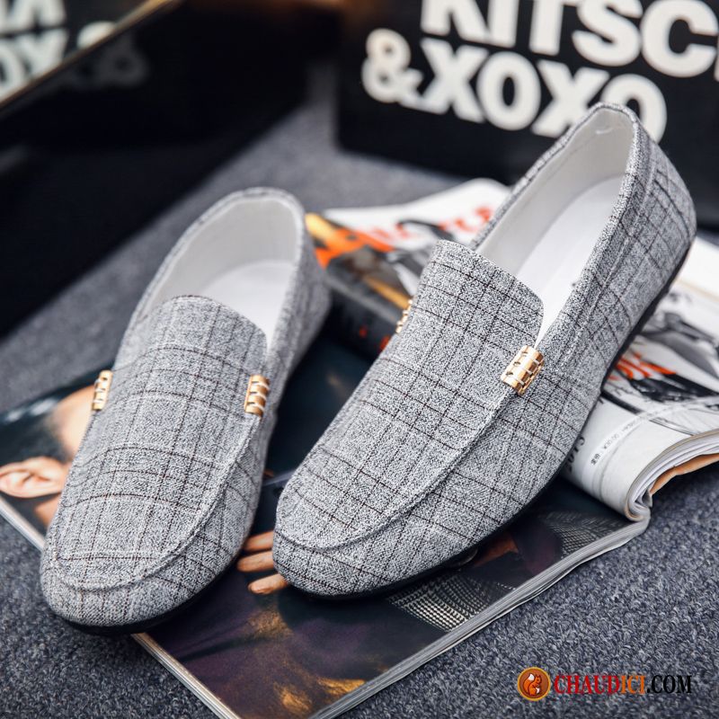 Mocassin Marron Homme Peachpuff Slip-on Tous Les Assortis Chaussures En Tissu Blanc Homme