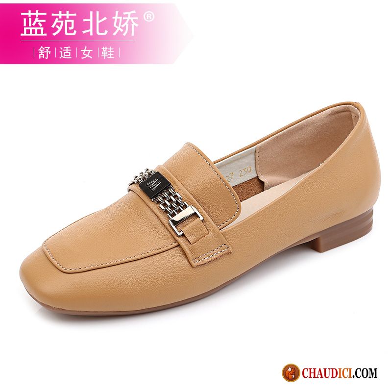 Mocassin Nubuck Femme Tête Carrée Femme Cuir Véritable Printemps Derbies En Vente