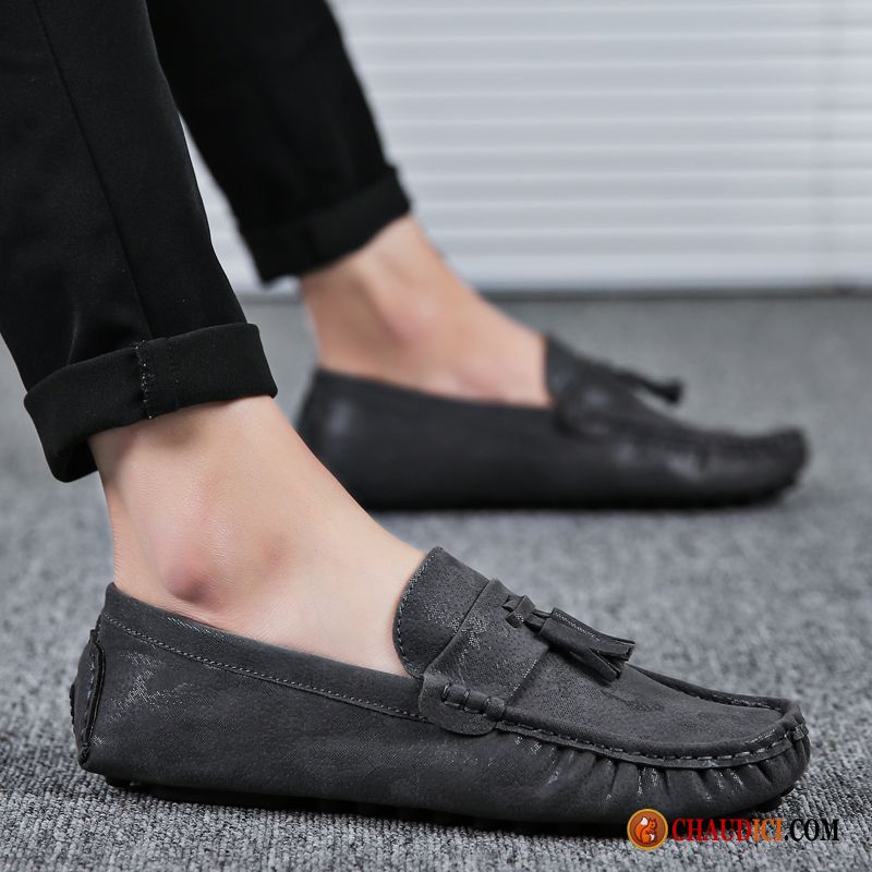 Mocassin Pampilles Homme Tendance Tous Les Assortis Noir Flâneurs Chaussures En Coton En Ligne