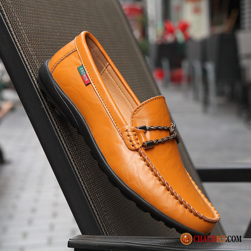 Mocassin Rouge Homme Marron Chaussures De Conduite Cuir Véritable Plates Lumière En Ligne