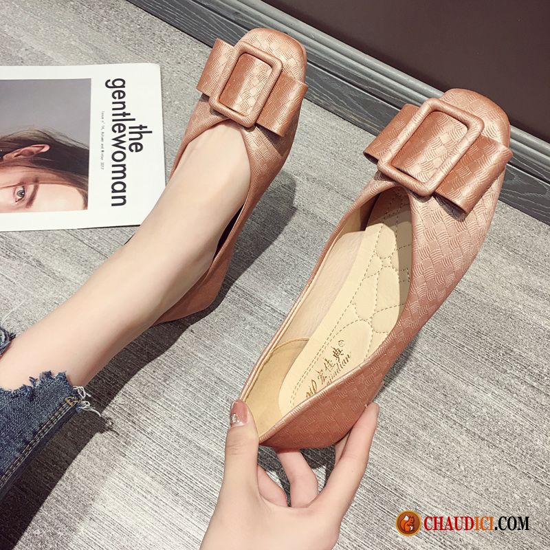 Mocassin Souple Femme Tête Carrée Slip-on Plates Flâneurs Derbies Pas Cher