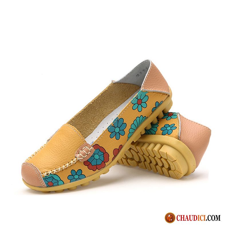 Mocassin À Talon Haut Seashell Flâneurs Femme Multicolore Cuir Véritable Plates