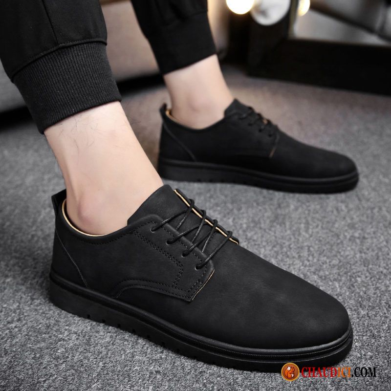 Mocassins Homme Pas Cher Cuir Décontractée Noir Chaussures De Skate Homme Printemps