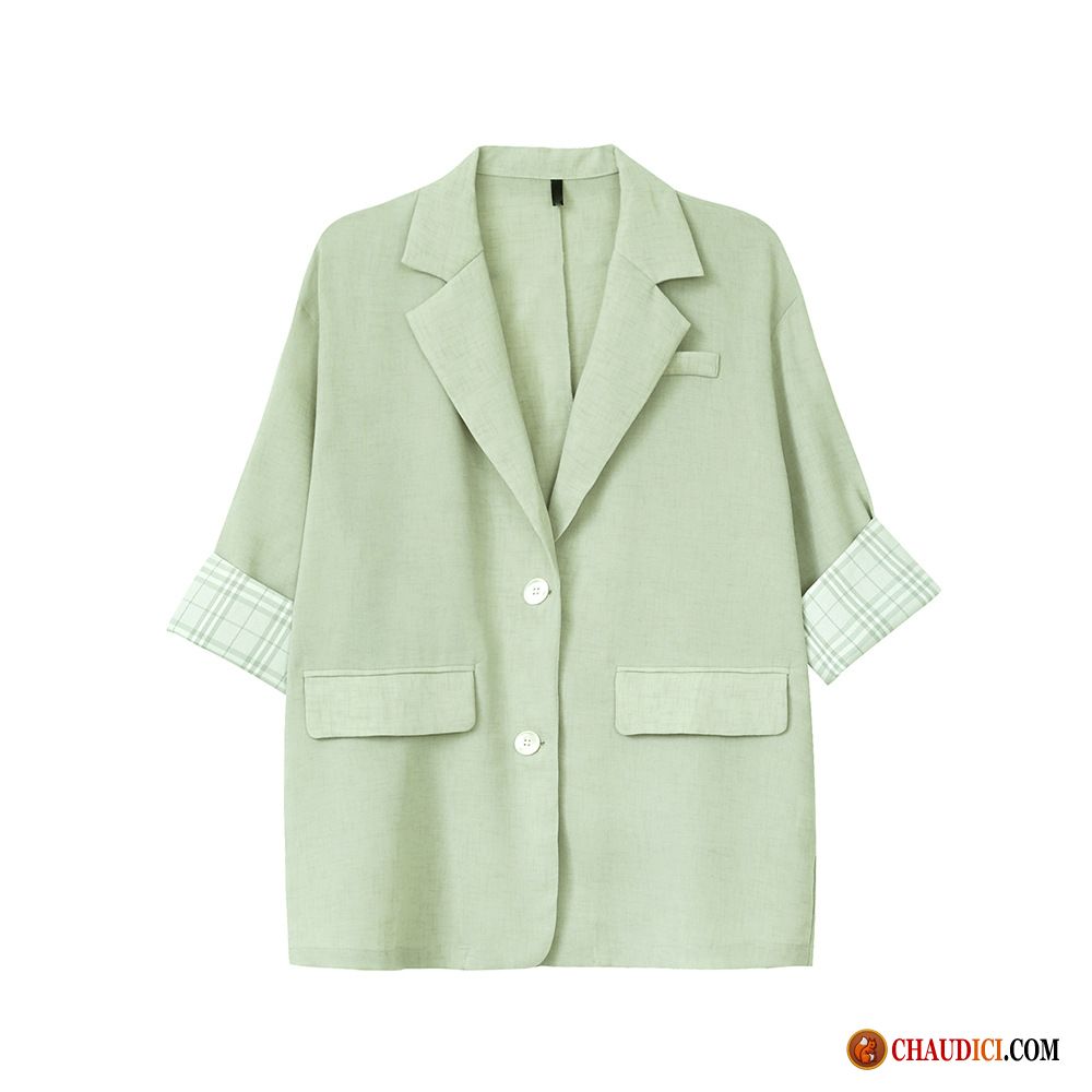 Ou Acheter Blazer Femme Vérifier Carreaux Légère Veste De Costume Crème Solaire Femme En Ligne