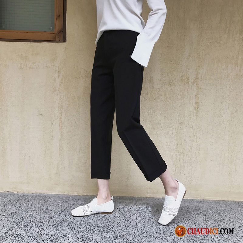 Pantalon Blanc Taille Haute Costume Décontractée Femme Étudiant Tendance Pas Cher