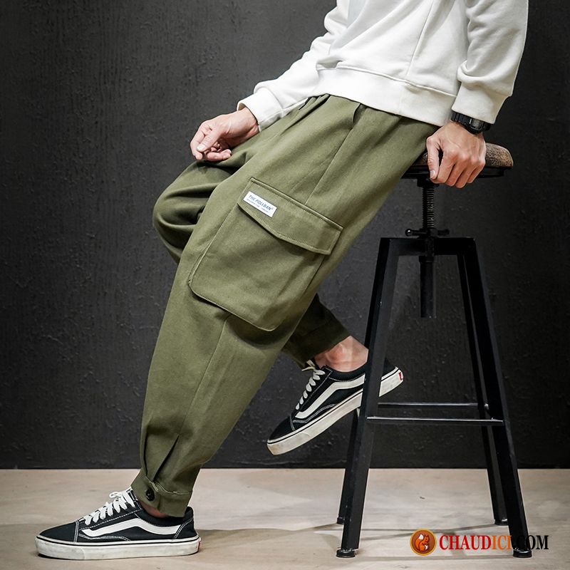 Pantalon Cargo A Pince Homme Noir Homme Baggy Harlan Tendance Pas Cher