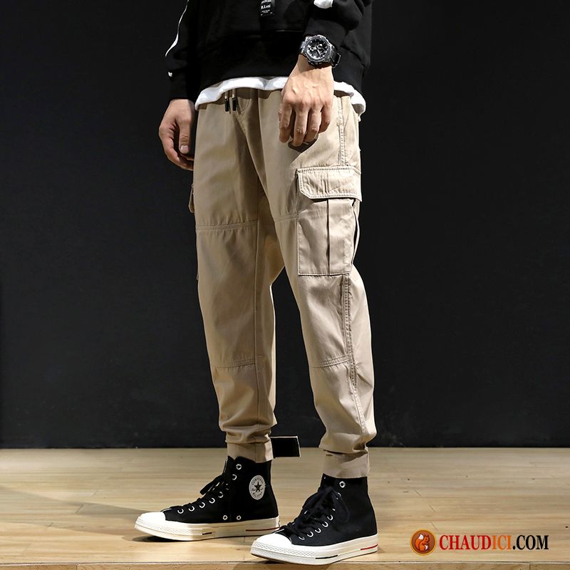 Pantalon Cargo En Lin Blanc Homme Décontractée Homme Baggy Légère Serrés