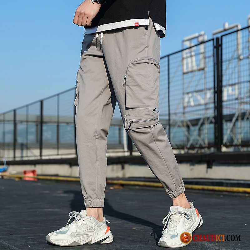 Pantalon Cargo Homme En Lin Blanc Pierre Pantalon Homme Serrés Été Printemps