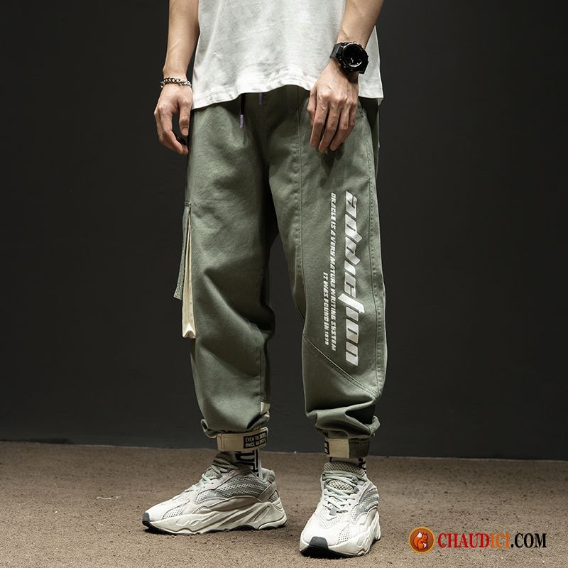 Pantalon Cargo Jean Blanc Homme Tendance Cargo Pantalons Serrés Hip Hop Pas Cher