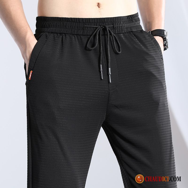 Pantalon Coton Lin Homme Respirant Été Extensible Mince Bouche Fermée France