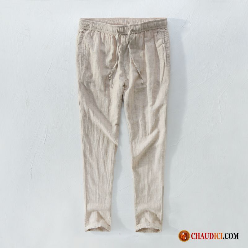 Pantalon De Velours Homme Pantalons Rayé Lin Jeunesse Longue