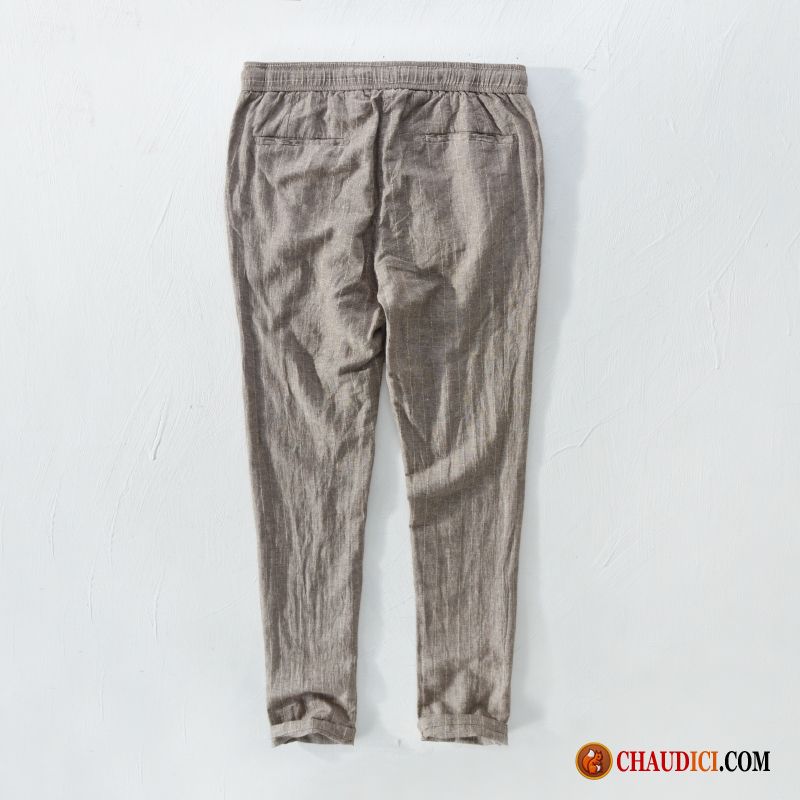 Pantalon De Velours Homme Pantalons Rayé Lin Jeunesse Longue