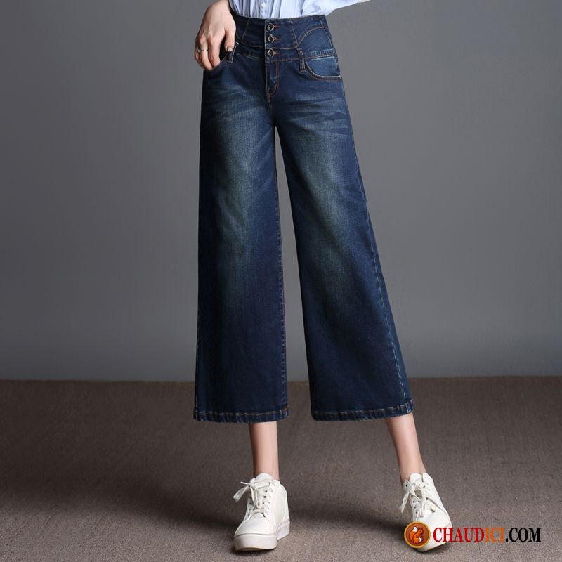 Pantalon Denim Femme Ambre Bord Haute Cintrée Tendance Baggy Femme