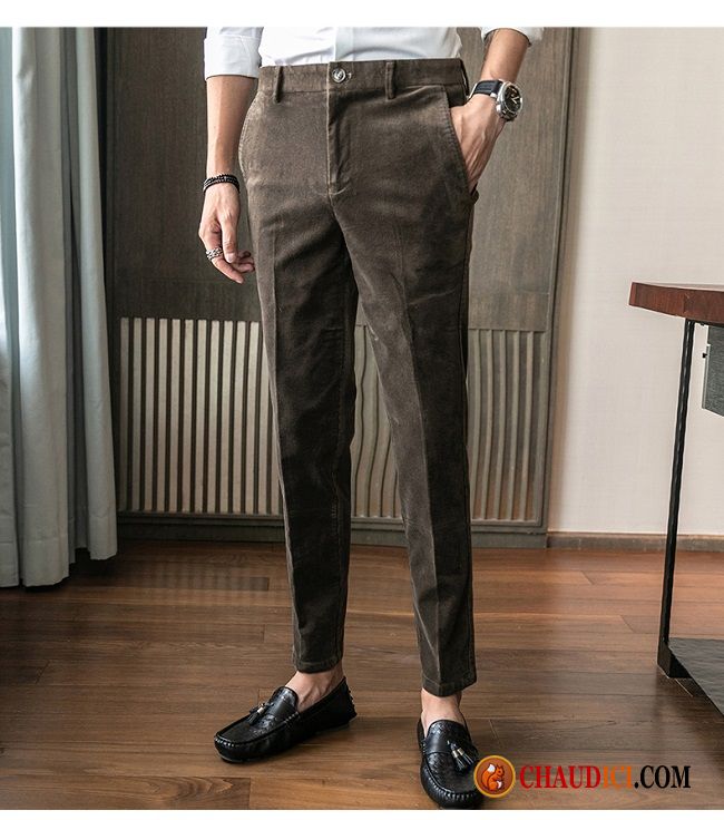 Pantalon Droit Homme Violet Slim Homme Tendance De Travail Kaki Pas Cher