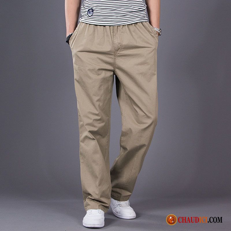 Pantalon En Toile Beige Homme Écarlate Homme Printemps Cargo Gras Pantalon