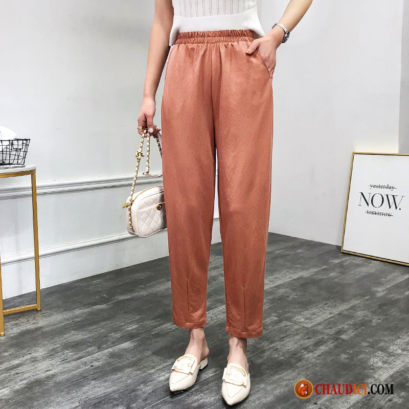 Pantalon Femme En Lin Azur Baggy Gros Légère Rouge Harlan