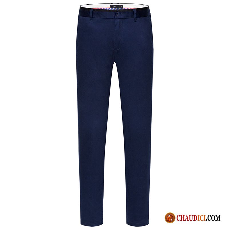 Pantalon Homme Coton Taille Élastiquée Pantalons Slim Couleur De Contraste Tendance Printemps Pas Cher