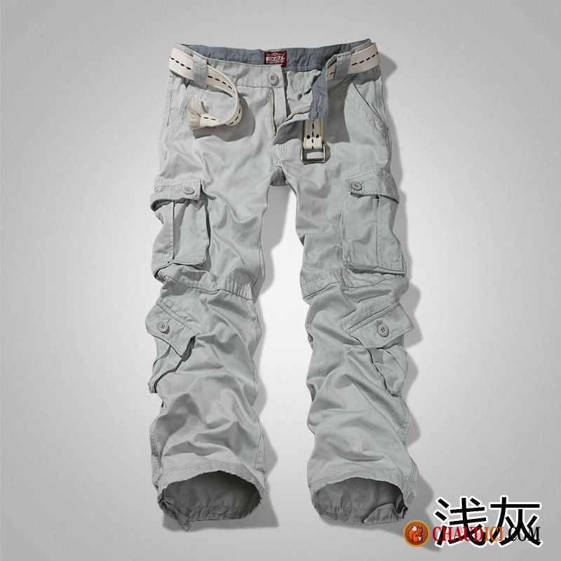 Pantalon Homme Taille Elastique Corail Baggy Été Jambe Droite Pantalons Cargo Pas Cher