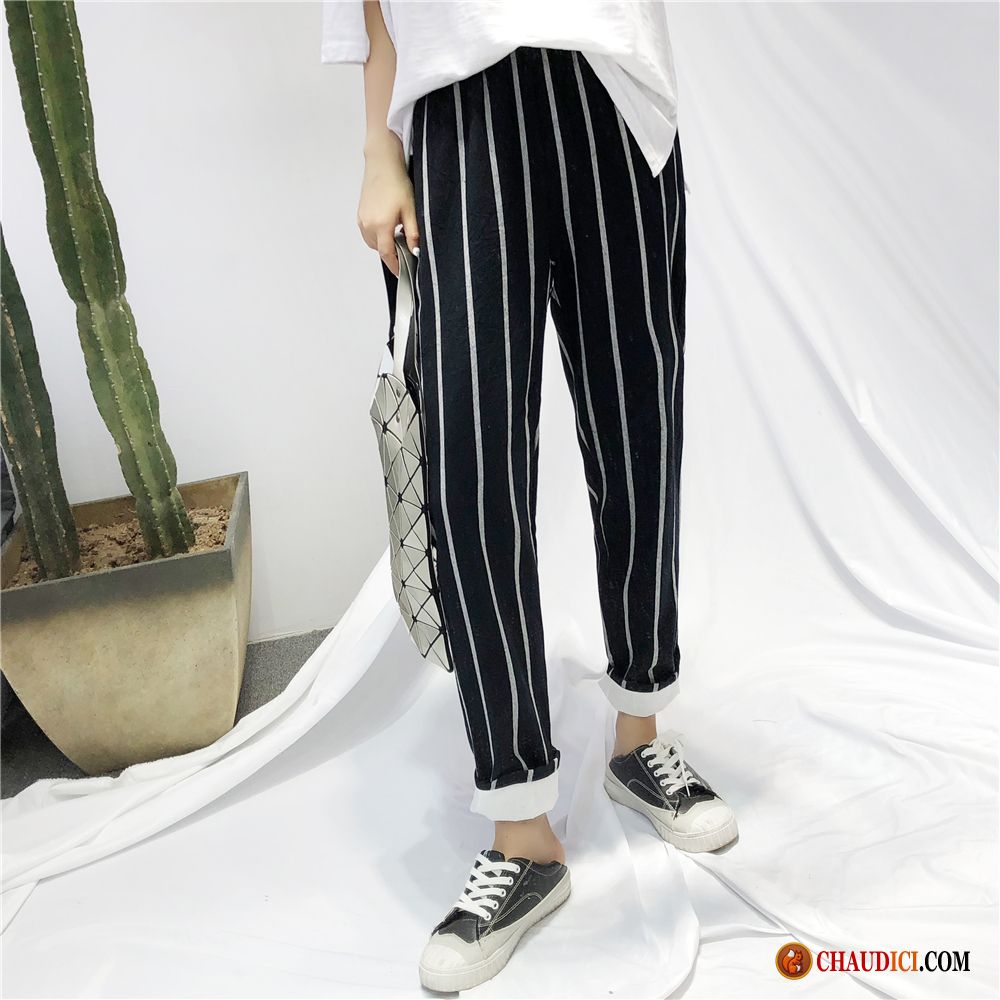 Pantalon Large Blanc Femme Harlan Kaki Mince Tendance Étudiant