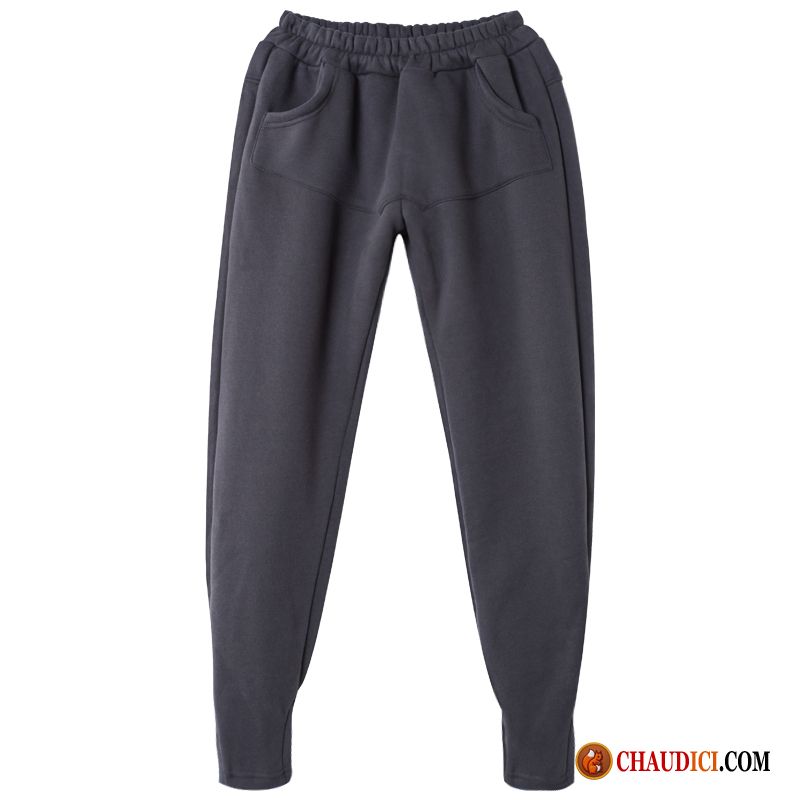 Pantalon Lin Gris Femme Baggy Matelassé Décontractée L'automne Hiver Pas Cher