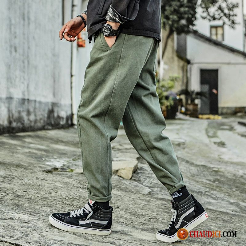 Pantalon Mode Vert Homme Baggy Marque De Tendance Maigre Pantalon Cargo