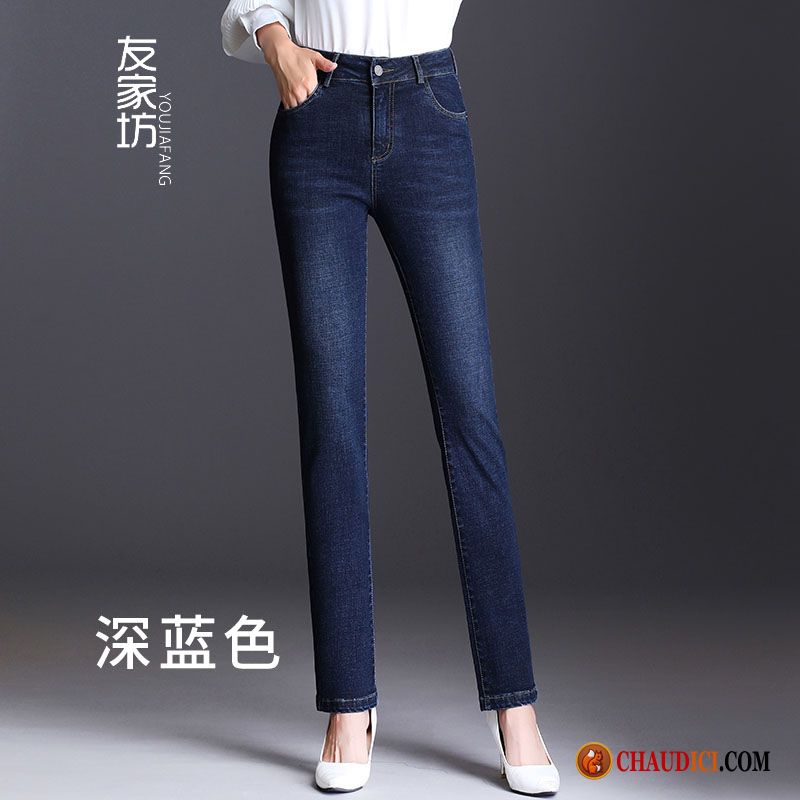 Pantalon Slim Femme Noir Brillant Chameau Jeans Bleu Clair Slim L'automne Femme Soldes