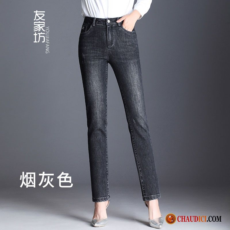 Pantalon Slim Femme Noir Brillant Chameau Jeans Bleu Clair Slim L'automne Femme Soldes