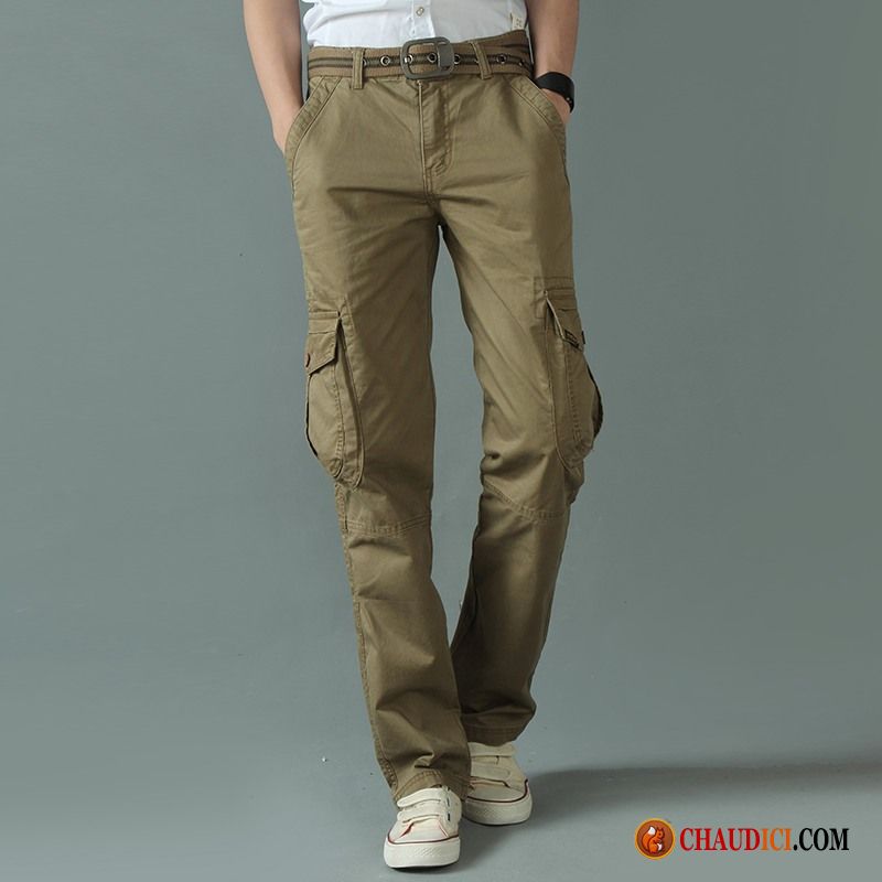 Pantalon Taille Elastique Pour Homme Middle Waisted Slim Loup Été Cargo Pas Cher