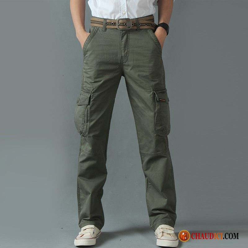 Pantalon Taille Elastique Pour Homme Middle Waisted Slim Loup Été Cargo Pas Cher