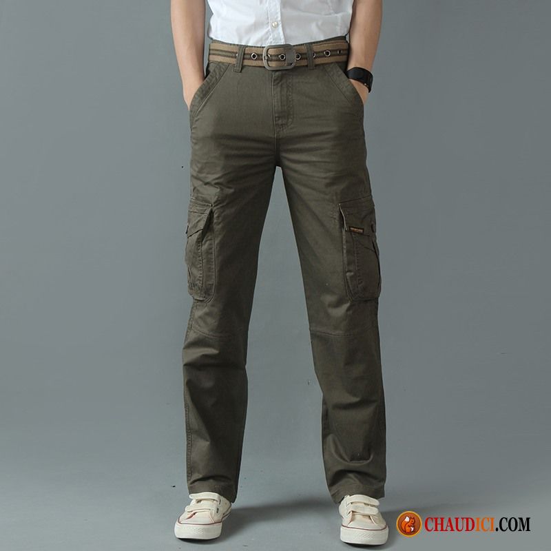 Pantalon Taille Elastique Pour Homme Middle Waisted Slim Loup Été Cargo Pas Cher