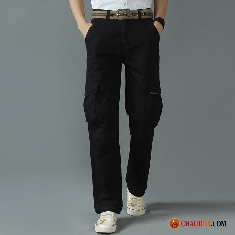 Pantalon Taille Elastique Pour Homme Middle Waisted Slim Loup Été Cargo Pas Cher