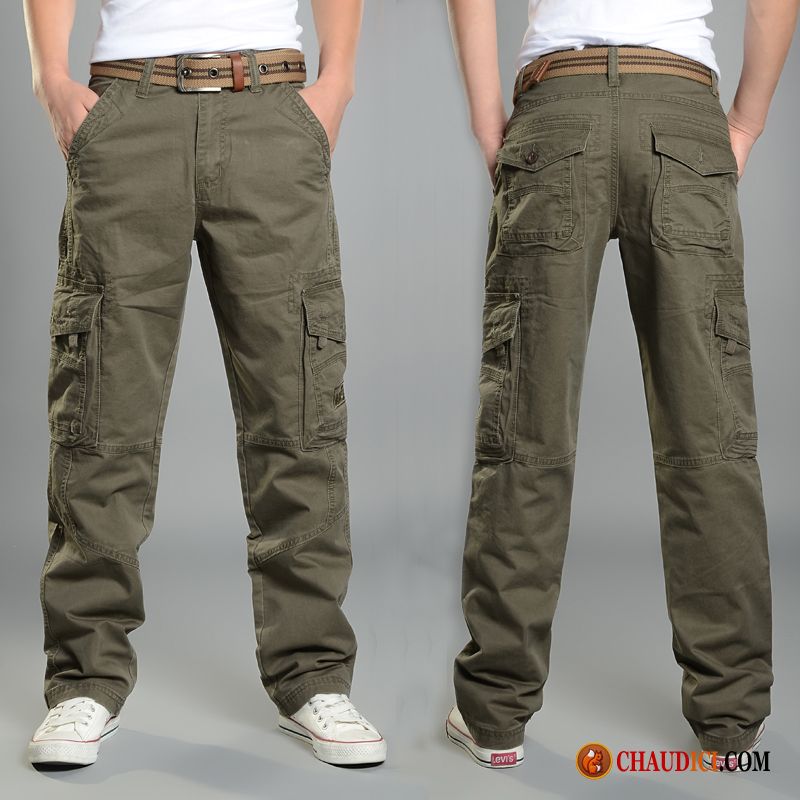 Pantalon Taille Elastique Pour Homme Middle Waisted Slim Loup Été Cargo Pas Cher