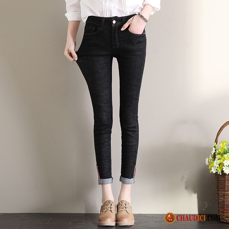 Pantalon Taille Haute Femme Lavande Étudiant Jeans Printemps Mince Slim