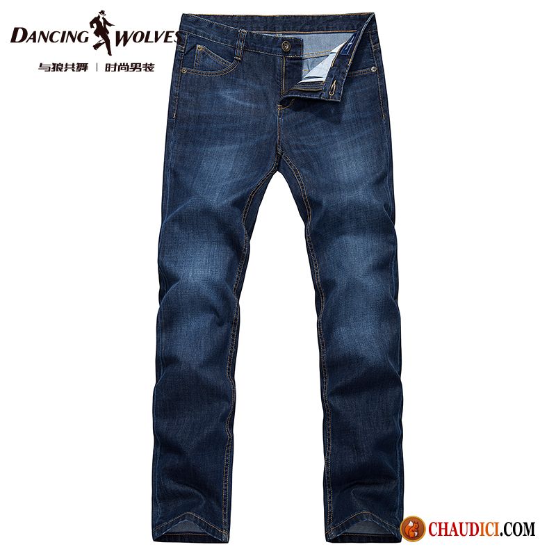 Pantalon Taille Haute Homme Pas Cher Neige Jambe Droite Jeans Bien Loup Delavé