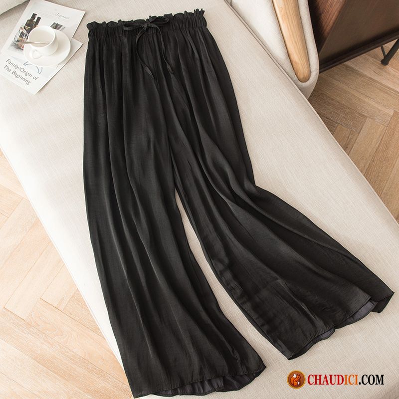 Pantalon À Pont Femme Baggy Pantalon Mousseline De Soie Décontractée Été En Vente