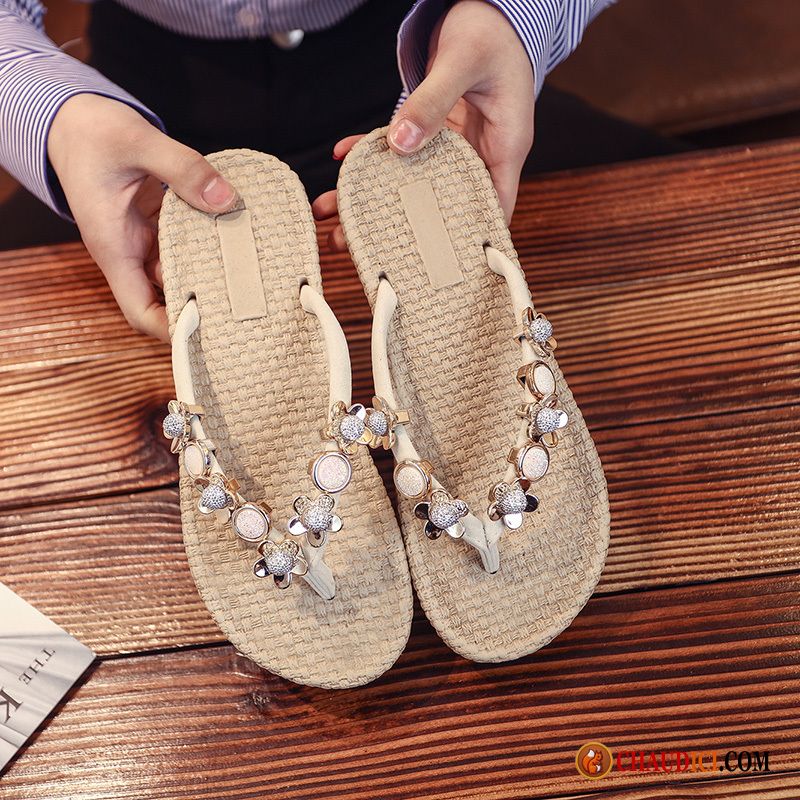 Pantoufle En Cuir Plage Tendance Tongs Chaussons Femme Outwear