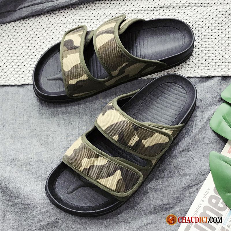 Pantoufle Hiver Homme Tongs Chaussons Camouflage De Plein Air Gris Outwear