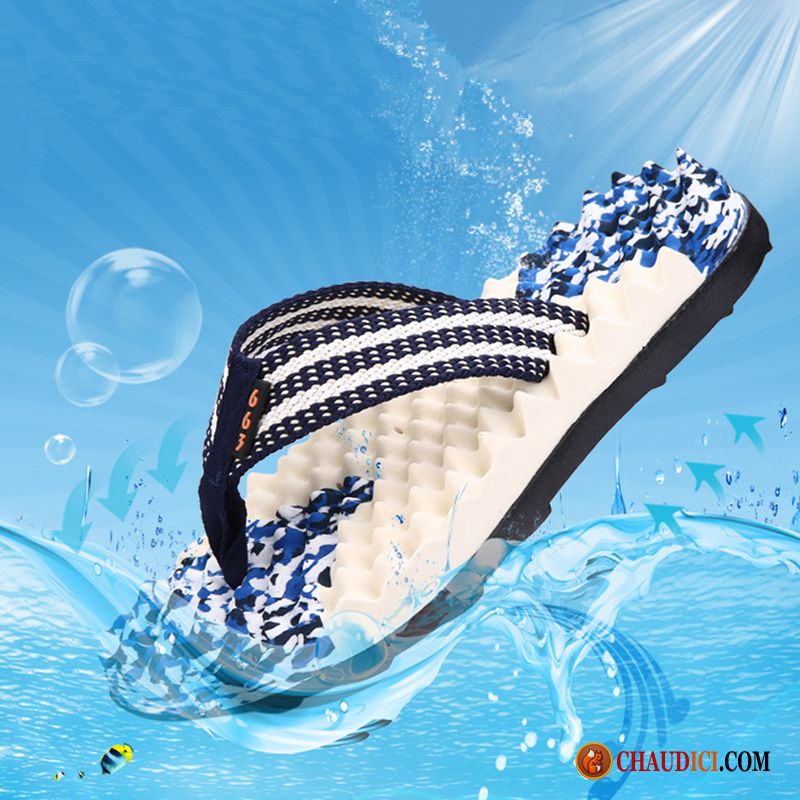 Pantoufle Homme Fantaisie Bleu Massage Tongs Chaussons Été Homme Plage En Vente