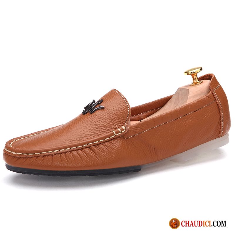 Pantoufle Mocassin Homme Tendance Slip-on Cuir Véritable Flâneurs L'automne