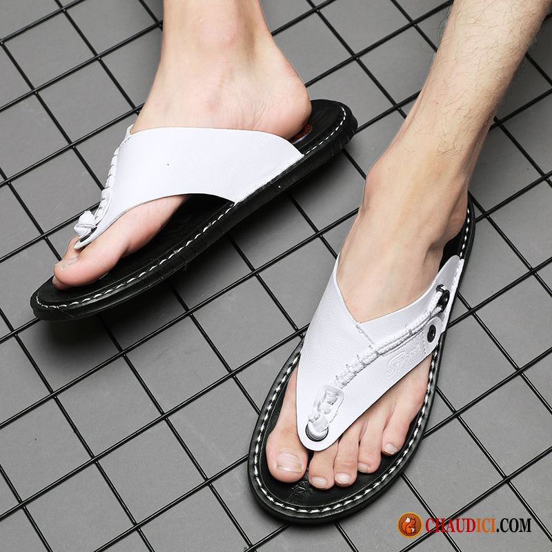 Pantoufle Mode Homme Tendance De Plein Air Tongs Chaussons Homme En Cuir Pas Cher