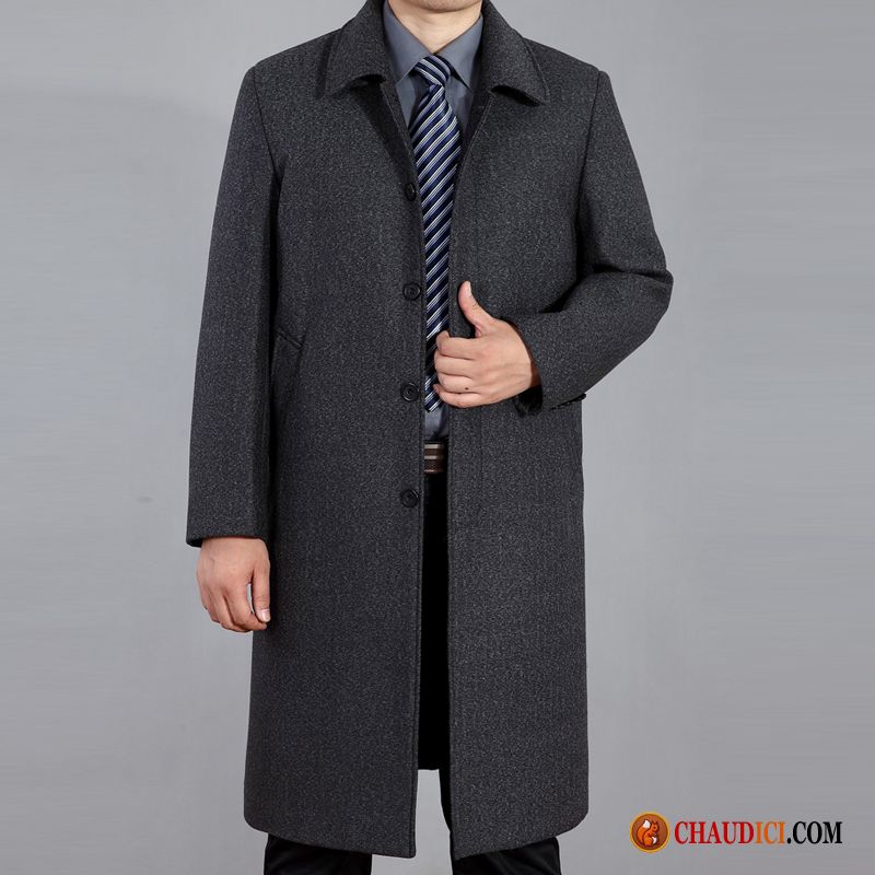 Petite Manteau Homme Gris De Laine Longue Hiver Manteau En Vente