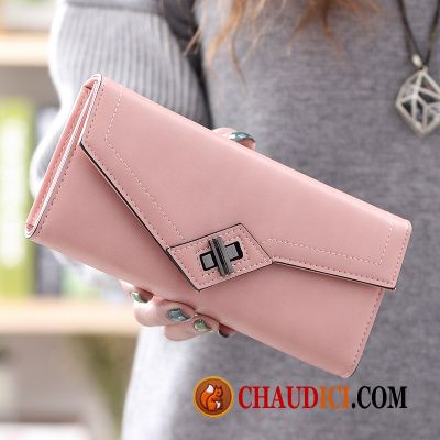 Portefeuille En Cuir Pour Femme Violet Étudiant Trois Fois Longue Section Pochette Le Nouveau