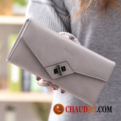 Portefeuille En Cuir Pour Femme Violet Étudiant Trois Fois Longue Section Pochette Le Nouveau