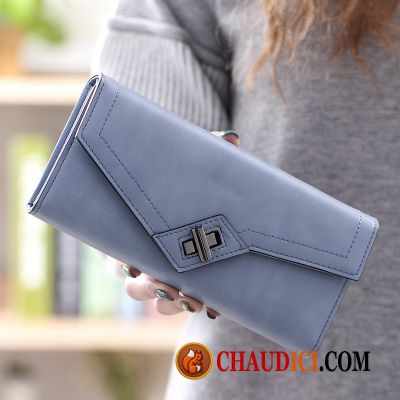 Portefeuille En Cuir Pour Femme Violet Étudiant Trois Fois Longue Section Pochette Le Nouveau