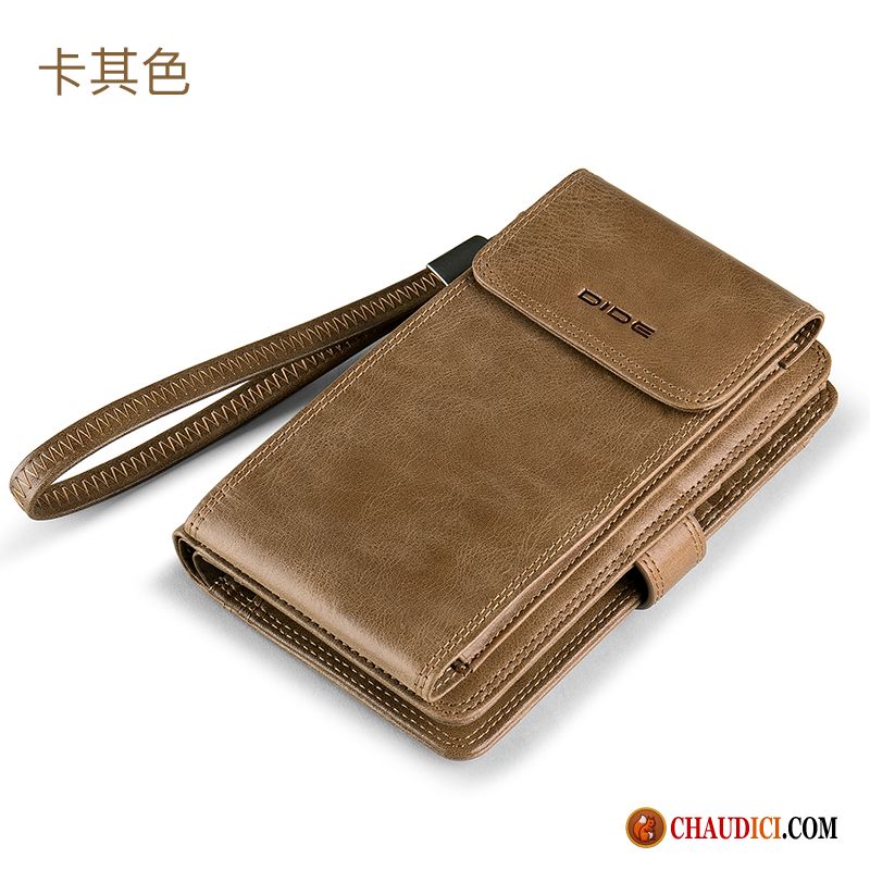 Portefeuille Homme Rouge Blanc Pochette Longue Section Une Agrafe Cuir De Boef Téléphone Portable