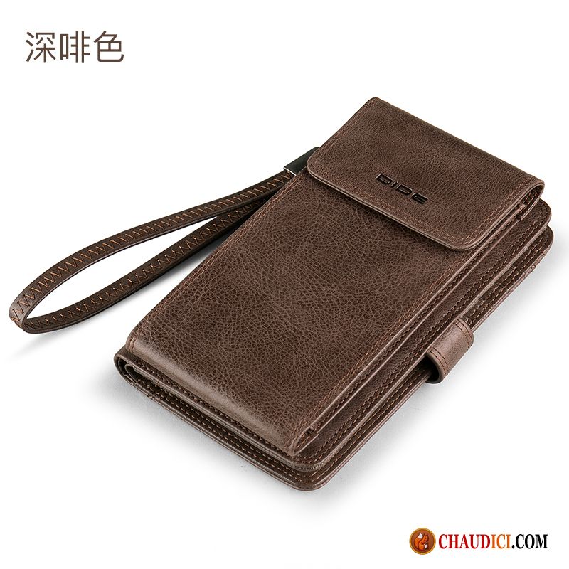 Portefeuille Homme Rouge Blanc Pochette Longue Section Une Agrafe Cuir De Boef Téléphone Portable