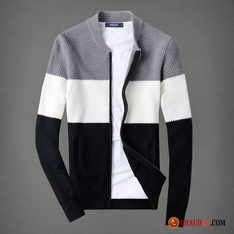 Pull Col Roulé Laine Homme Pull Jeunesse Col Mandarin Cardigan Printemps