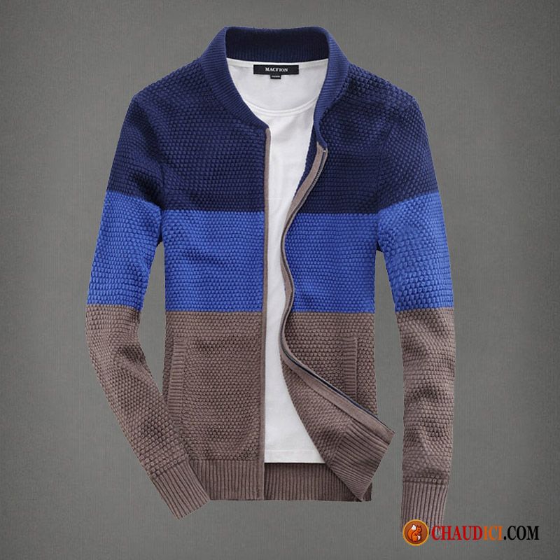 Pull Col Roulé Laine Homme Pull Jeunesse Col Mandarin Cardigan Printemps