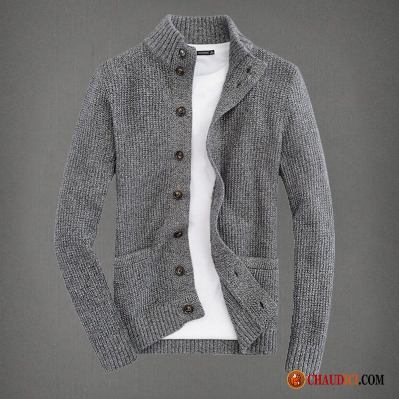 Pull Col Roulé Laine Homme Pull Jeunesse Col Mandarin Cardigan Printemps