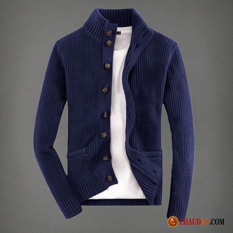 Pull Col Roulé Laine Homme Pull Jeunesse Col Mandarin Cardigan Printemps